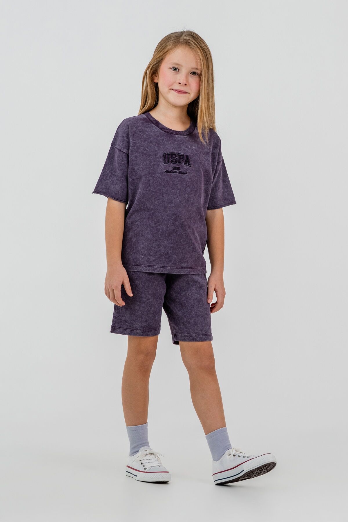 U.S. Polo Assn - U.S Polo Assn. Kız Çocuk Mor Bermuda Takım (1)