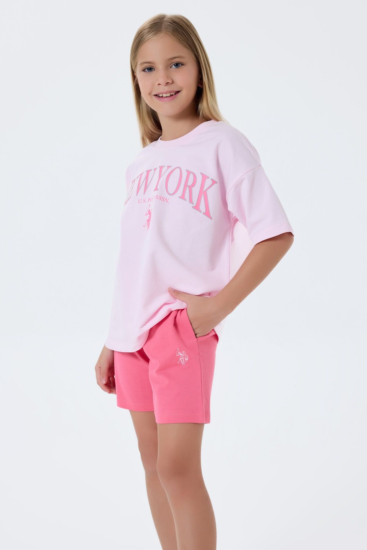 U.S. Polo Assn Kids - U.S Polo Assn. Kız Çocuk Pembe Şort Takım