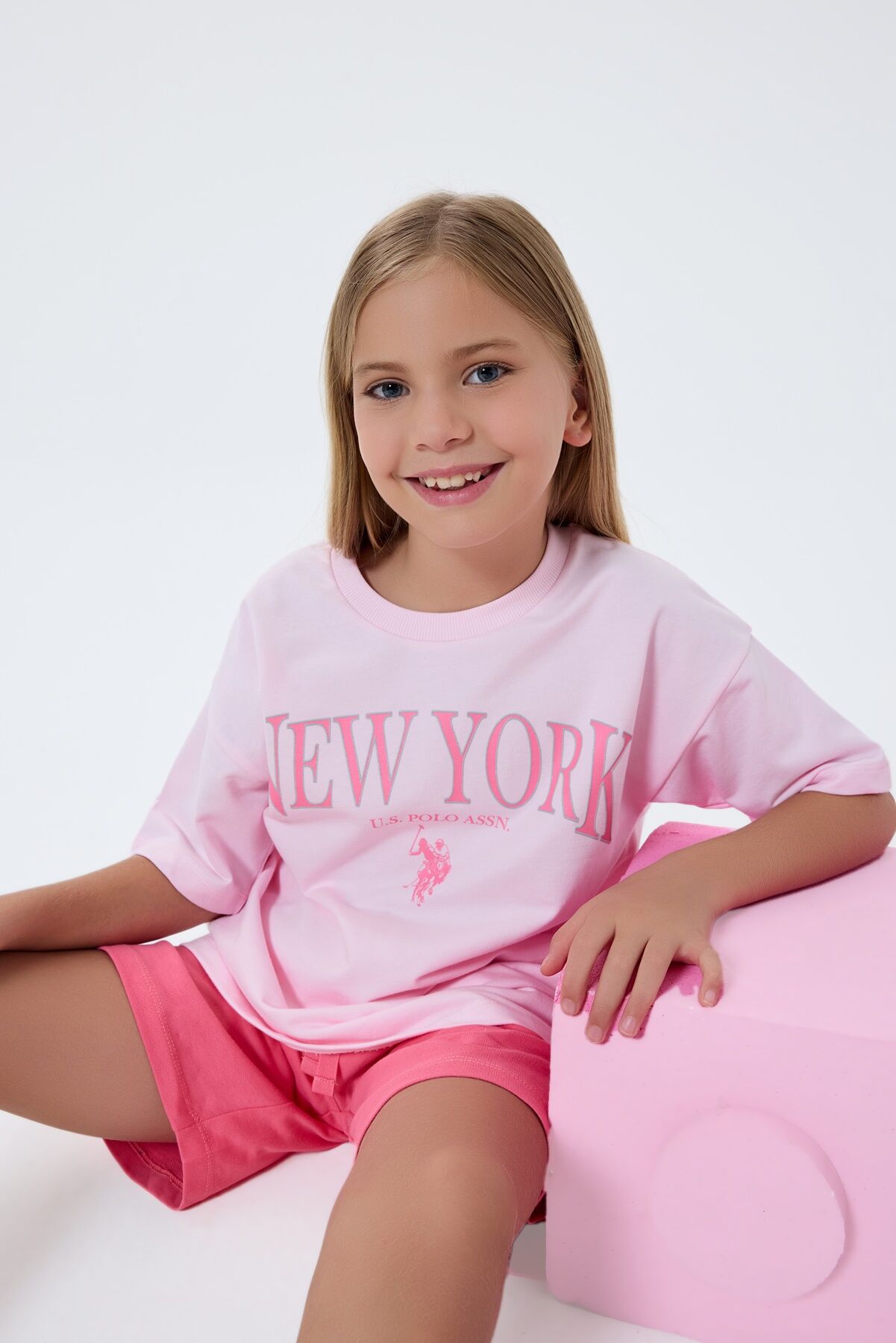 U.S. Polo Assn Kids - U.S Polo Assn. Kız Çocuk Pembe Şort Takım (1)