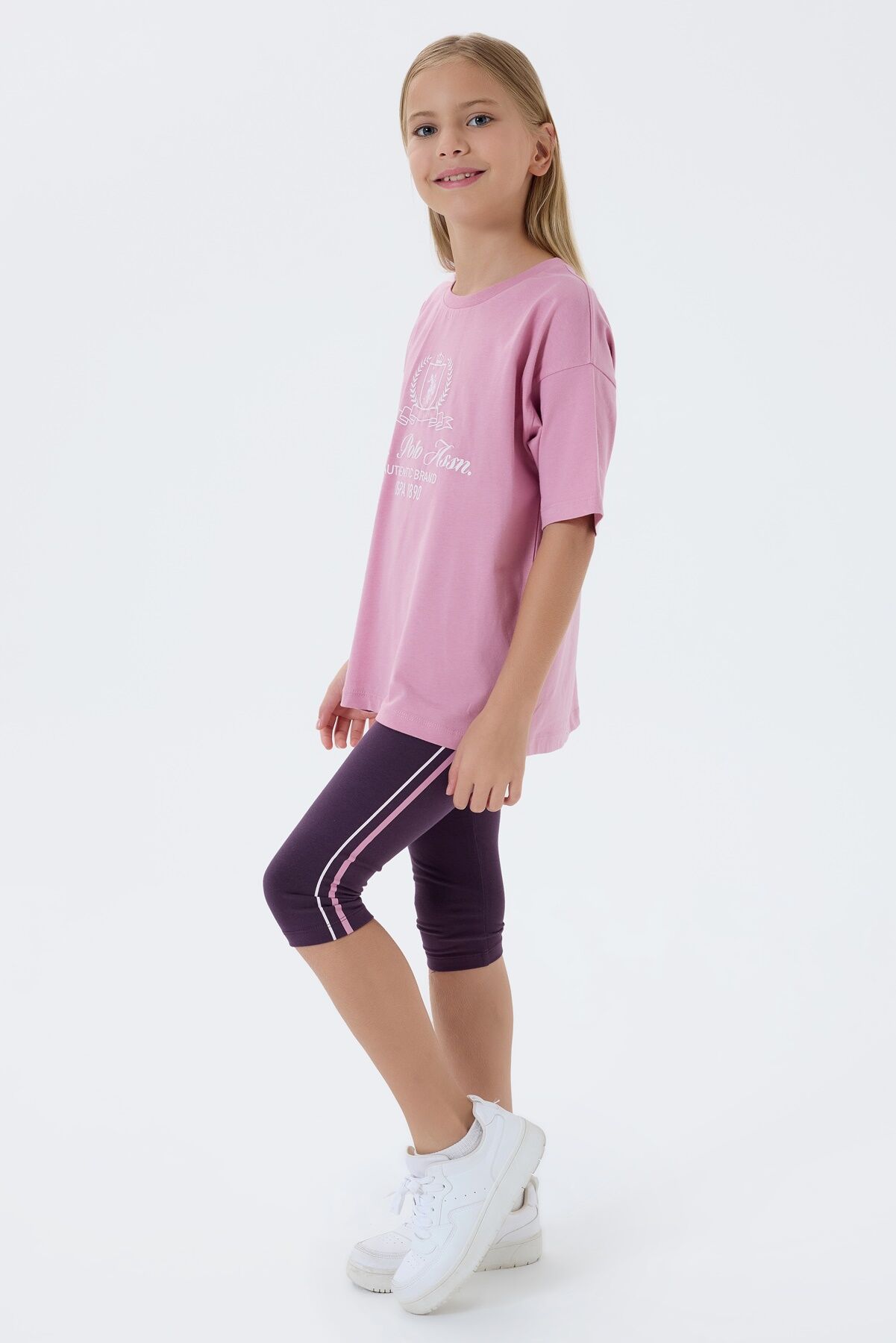 U.S. Polo Assn - U.S. Polo Assn. Kız Çocuk Pembe Tayt Takım (1)