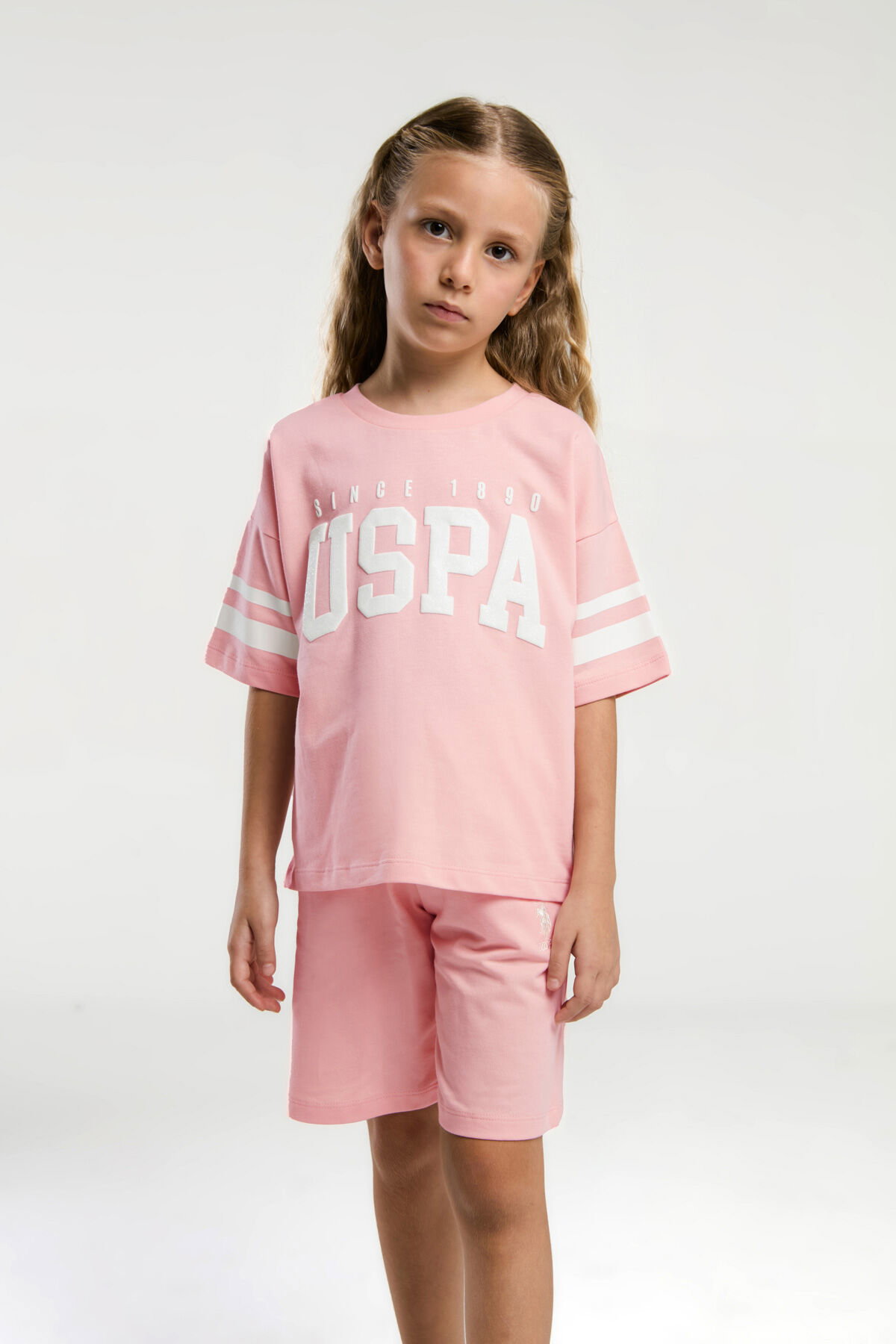 U.S. Polo Assn. - U.S. Polo Assn. Kız Çocuk Pembe Bermuda Takım