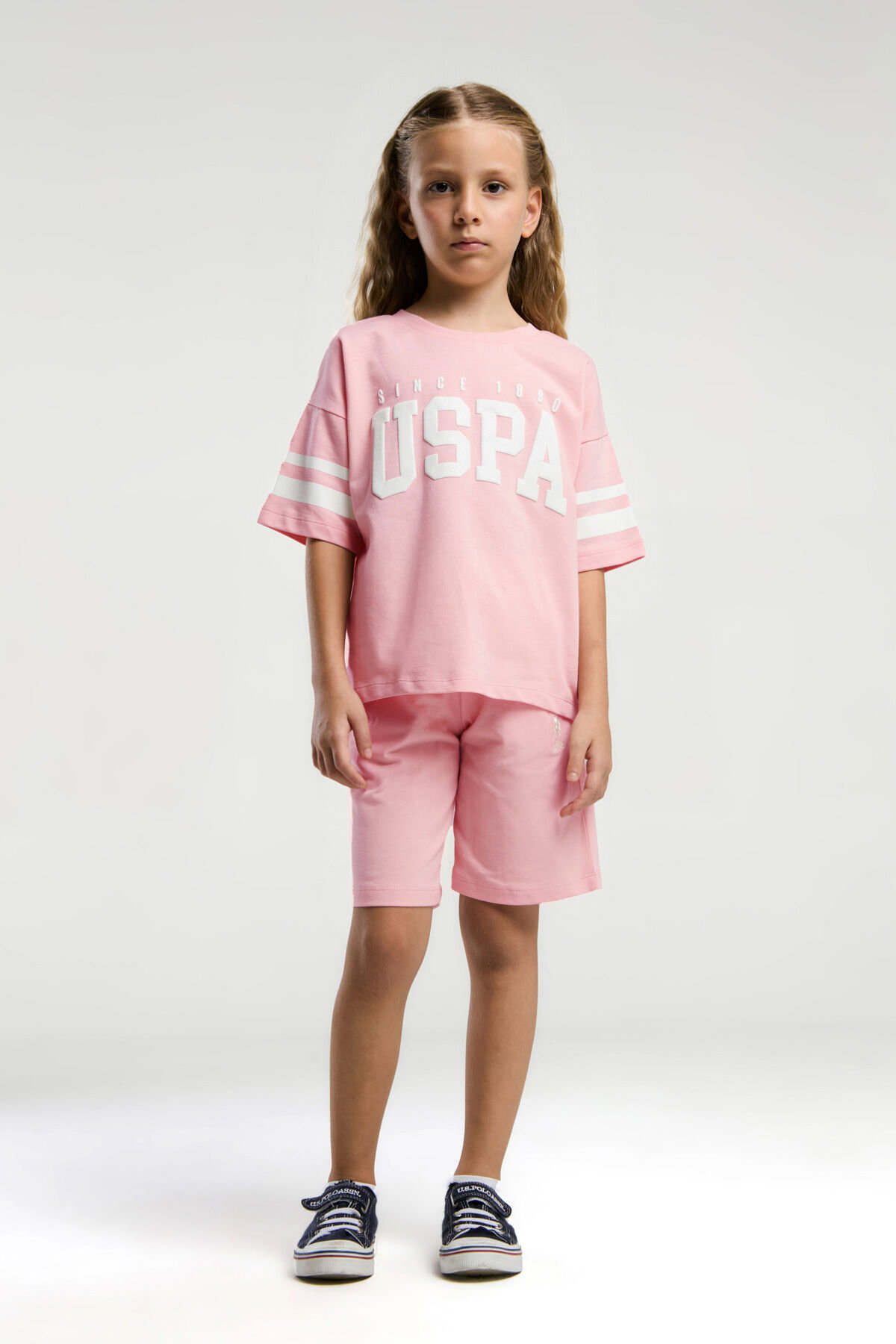 U.S. Polo Assn. - U.S. Polo Assn. Kız Çocuk Pembe Bermuda Takım (1)