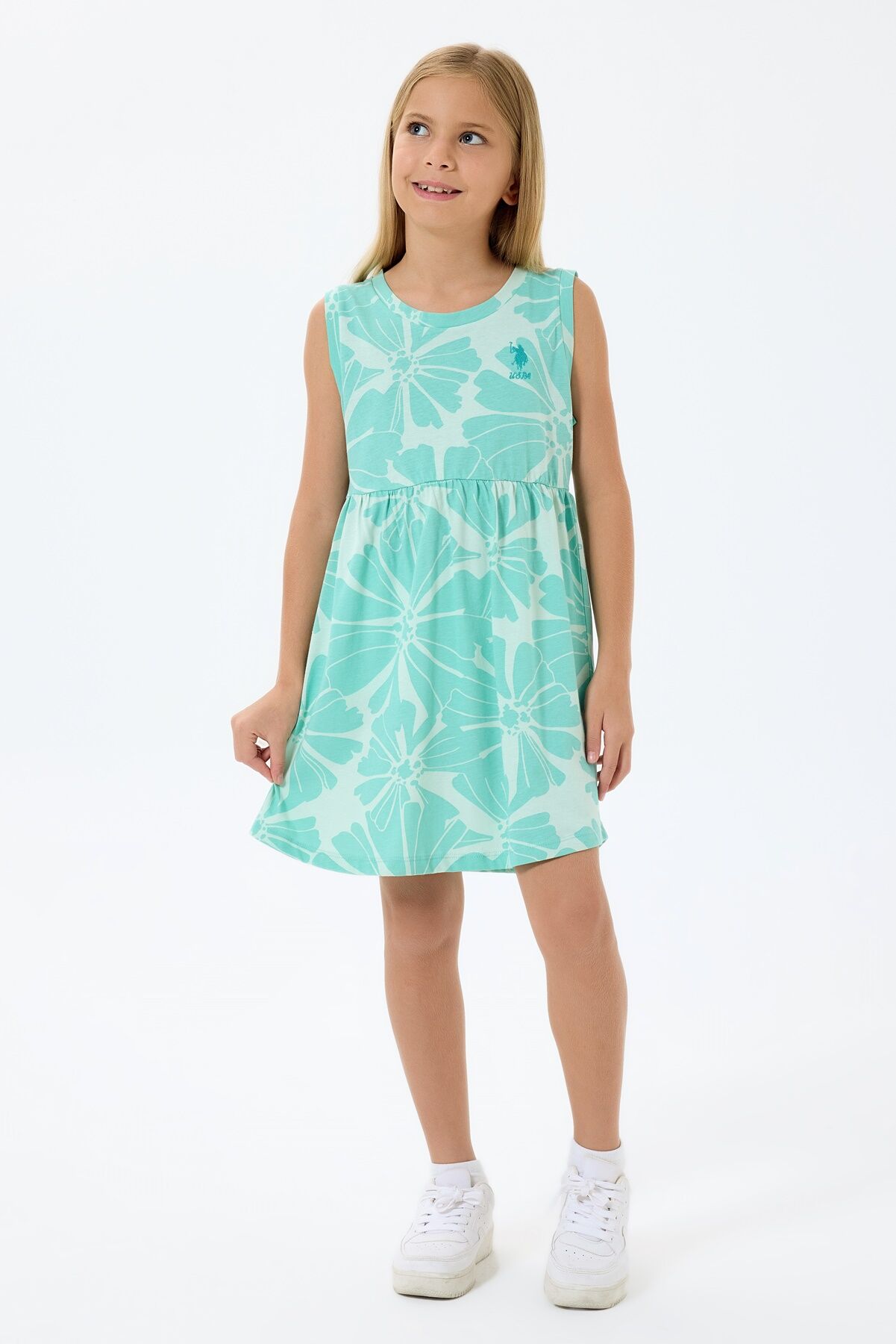 U.S. Polo Assn - U.S. Polo Assn. Kız Çocuk Yeşil Elbise