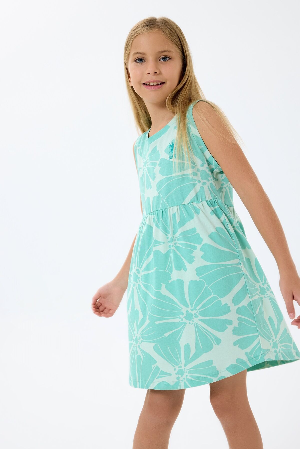 U.S. Polo Assn - U.S. Polo Assn. Kız Çocuk Yeşil Elbise (1)