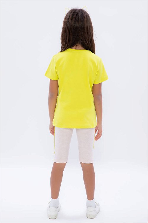 U.S. Polo Assn Limon Sarısı Kız Çocuk Bisiklet Yaka Bermuda Tayt Takım