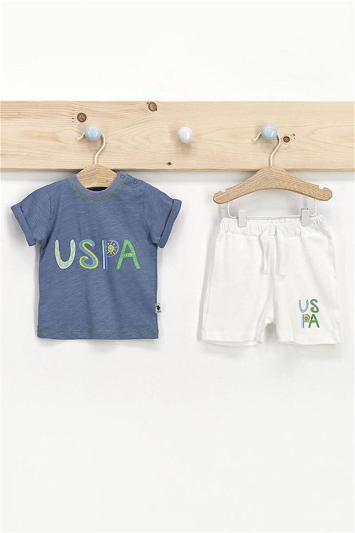 U.S. Polo Assn Lisanslı Açık İndigo Erkek Bebek T-Shirt Takım