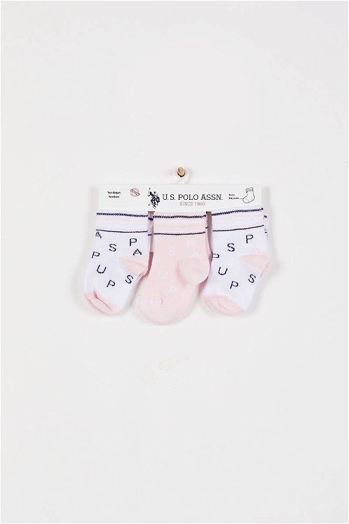 U.S. Polo Assn Lisanslı Alphabet Beyaz Kız Bebek Çorap
