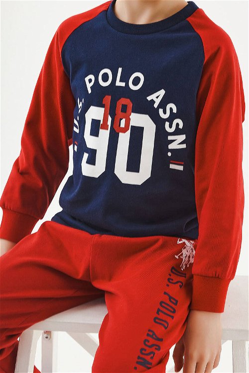 U.S. Polo Assn Lisanslı Bordo Erkek Çocuk Uzun Kol Pijama Takım