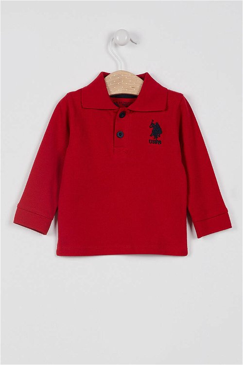 U.S. Polo Assn Lisanslı Classic Kırmızı Erkek Bebek Uzun Kol Yakalı Sweatshirt