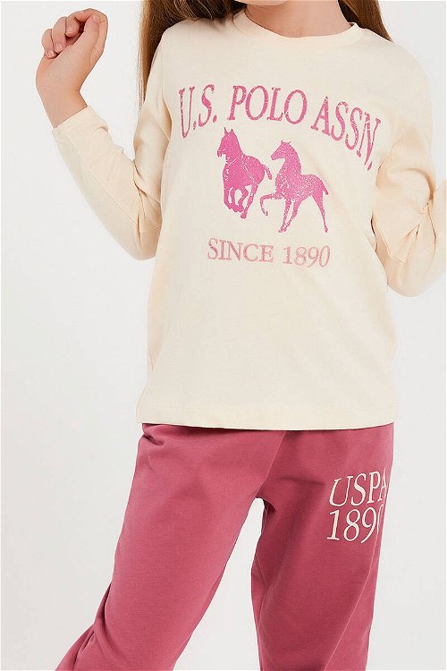 U.S. Polo Assn Lisanslı Fildişi Kız Çocuk Uzun Kol Pijama Takım