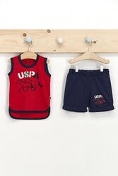 U.S. Polo Assn Lisanslı Kırmızı Erkek Bebek Atlet Takım - Thumbnail