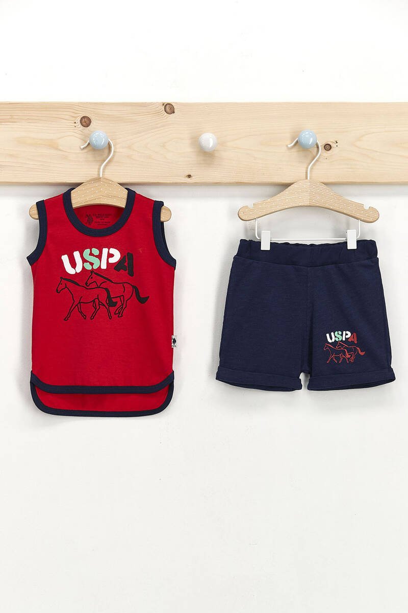 U.S. Polo Assn - U.S. Polo Assn Lisanslı Kırmızı Erkek Bebek Atlet Takım