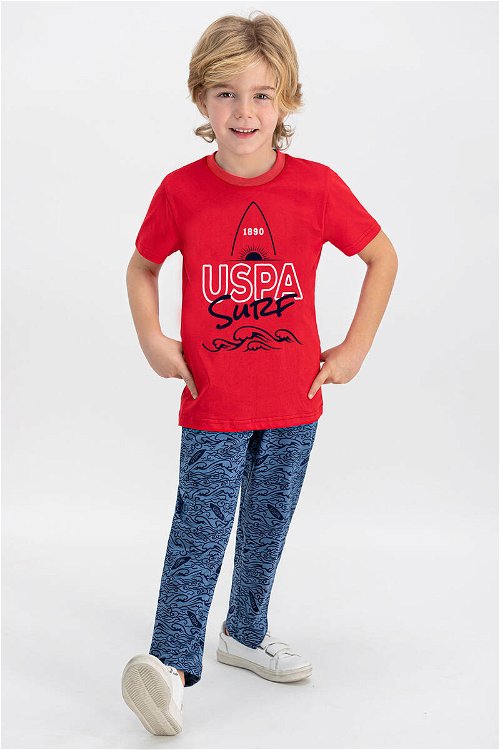 U.S. Polo Assn Lisanslı California Kırmızı Genç Erkek Kısa Kol Pijama Takımı
