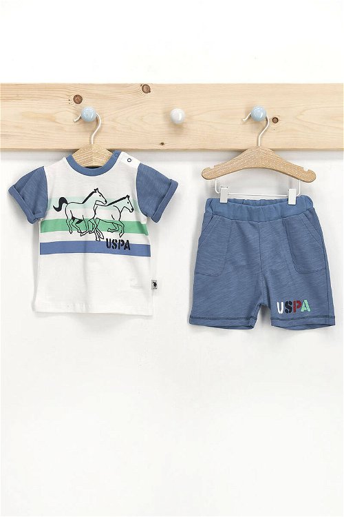 U.S. Polo Assn Lisanslı Krem Erkek Bebek T-Shirt Takım