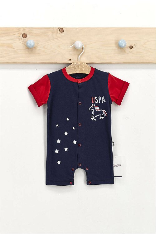 U.S. Polo Assn Lisanslı Lacivert Erkek Bebek Kısa Kol Tulum