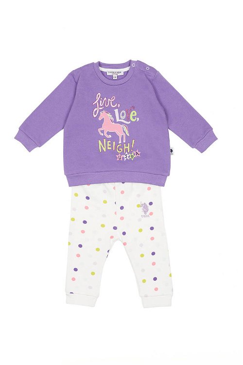 U.S. Polo Assn Lisanslı Love Neigh Violet Kız Bebek Takımı