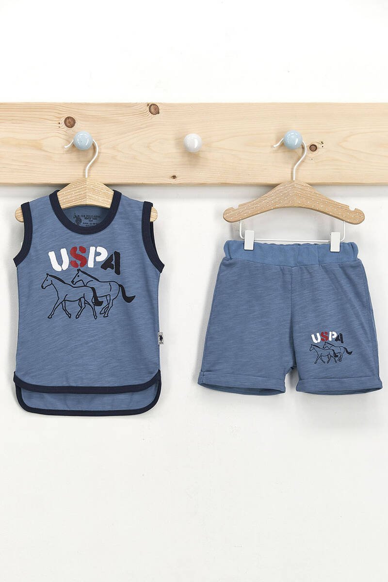 U.S. Polo Assn - U.S. Polo Assn Lisanslı Mat İndigo Erkek Bebek Atlet Takım
