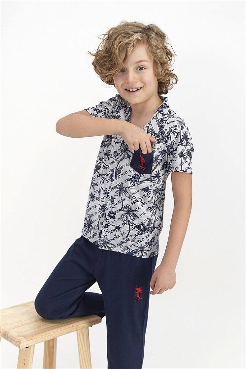 U.S. Polo Assn Lisanslı Palm Karmelanj Genç Erkek Gömlek Pijama