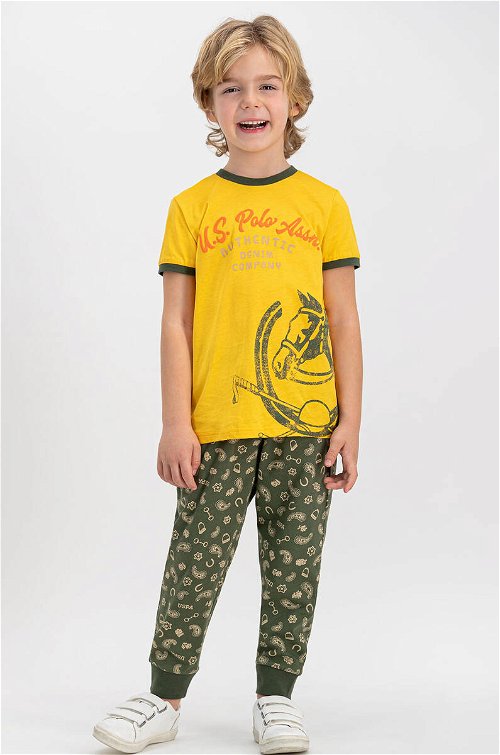 U.S. Polo Assn Lisanslı Authentic Sarı Genç Erkek Kısa Kol Pijama Takımı