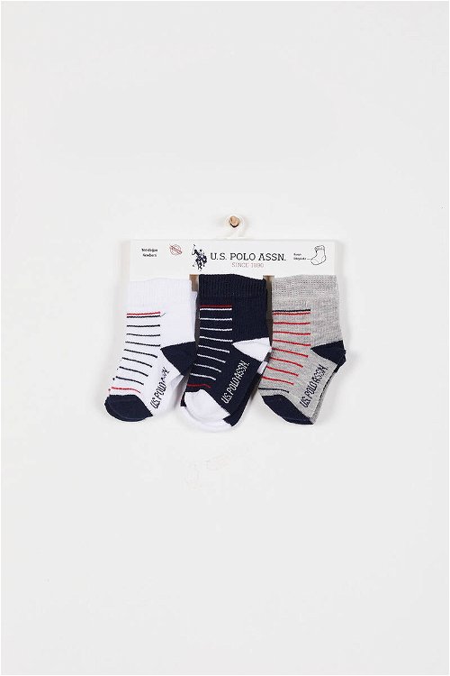 U.S. Polo Assn Lisanslı Striped Lacivert Erkek Bebek Çorap
