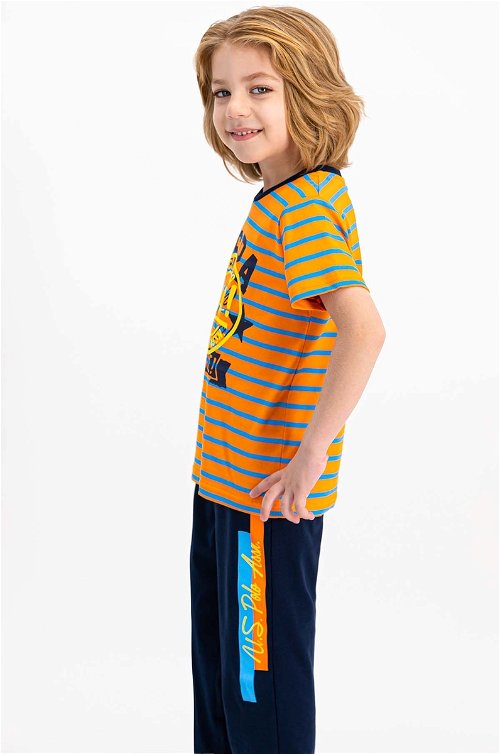 U.S. Polo Assn Lisanslı Turuncu Kısa Kollu Erkek Çocuk Pijama Takımı
