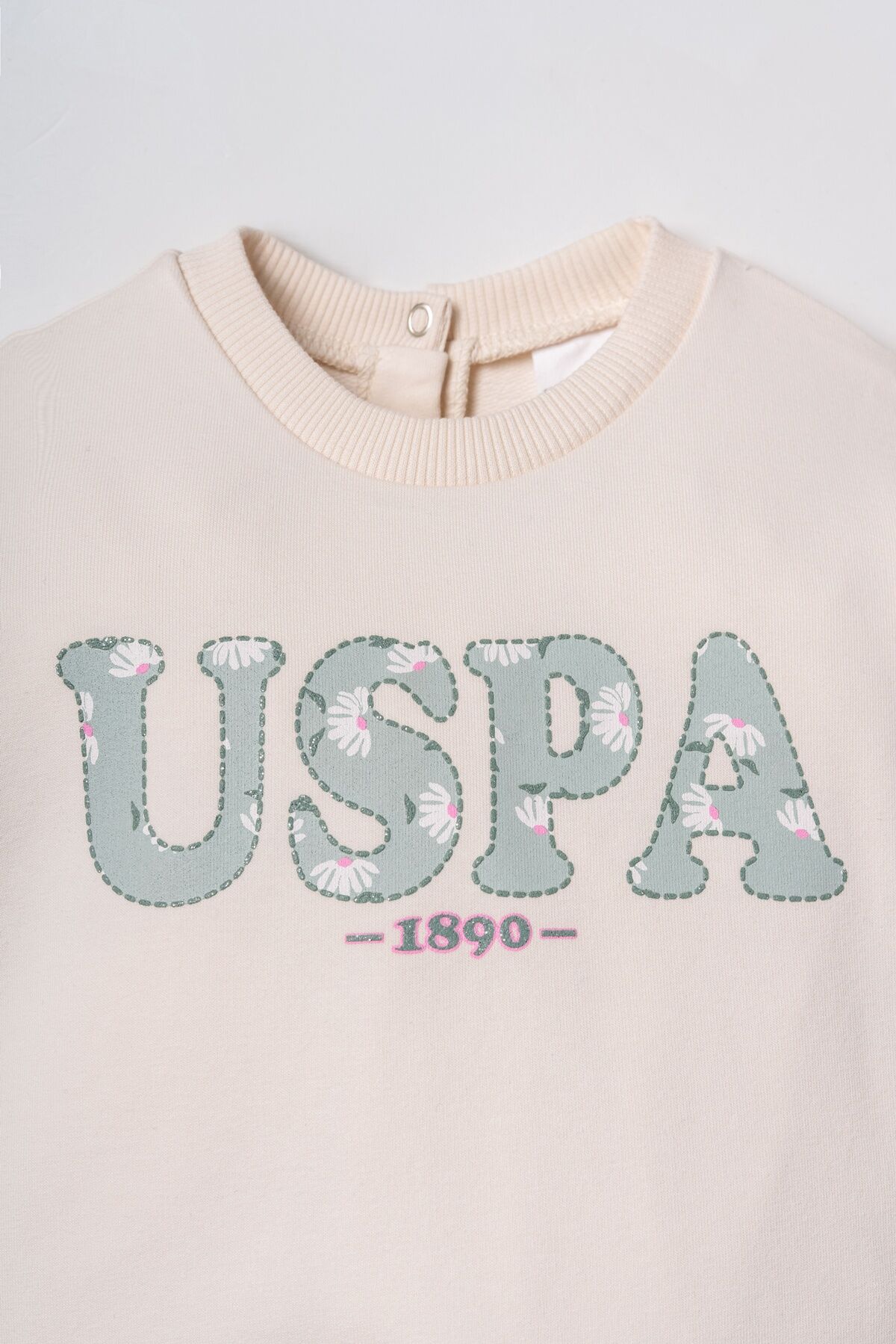 U.S POLO ASSN - U.S. Polo Assn. Nakışlı Kız Bebek Beyaz Uzun Kol Pijama Takım USB3257-C-V1 (1)