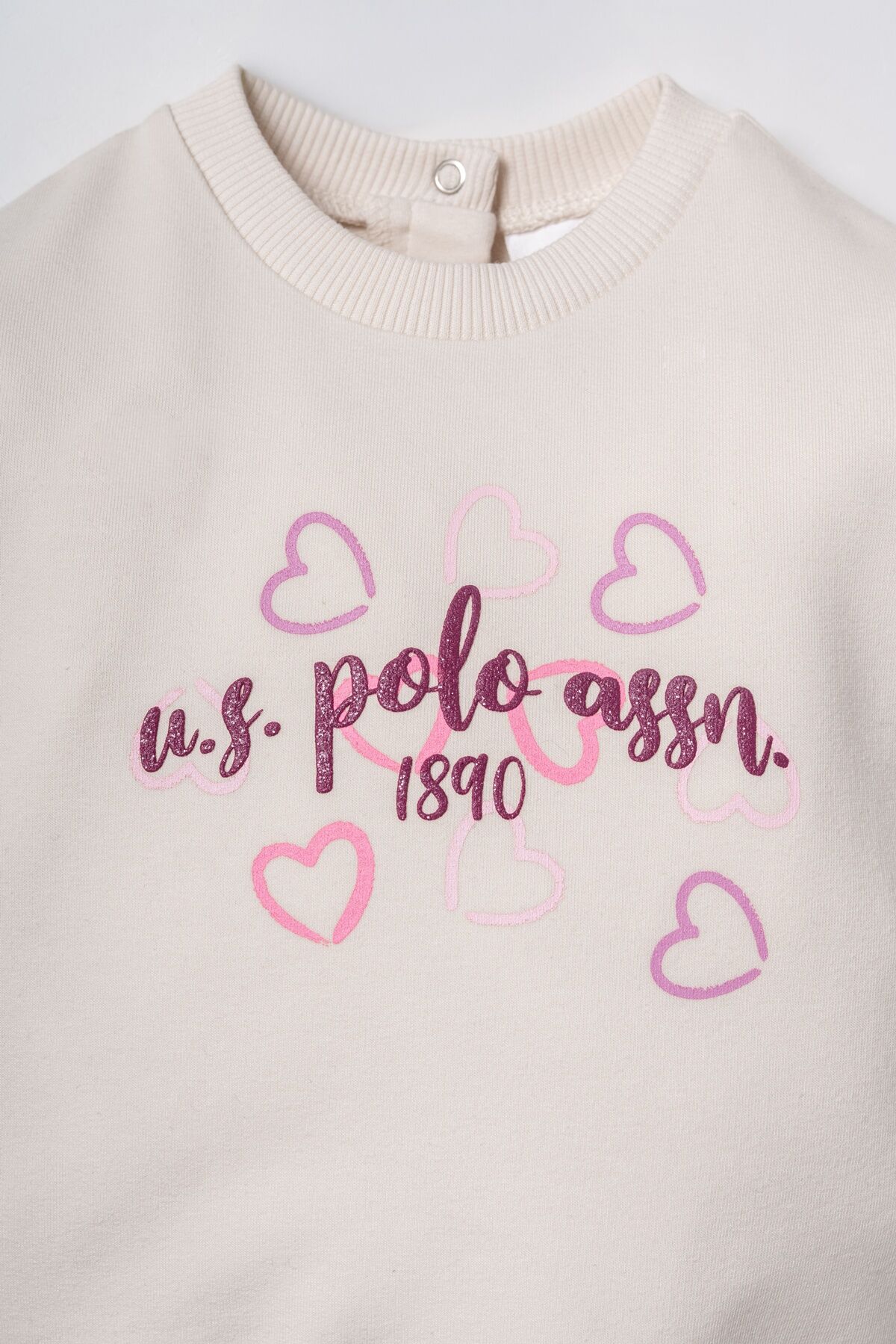 U.S POLO ASSN - U.S. Polo Assn. Nakışlı Kız Bebek Beyaz Uzun Kol Pijama Takım USB3261-C-V1 (1)