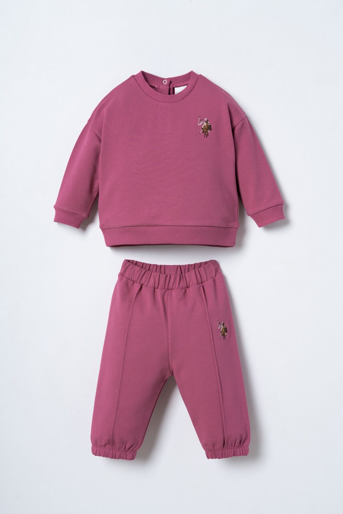 U.S POLO ASSN - U.S. Polo Assn. Nakışlı Kız Bebek Mor Uzun Kol Pijama Takım USB3245-C-V2