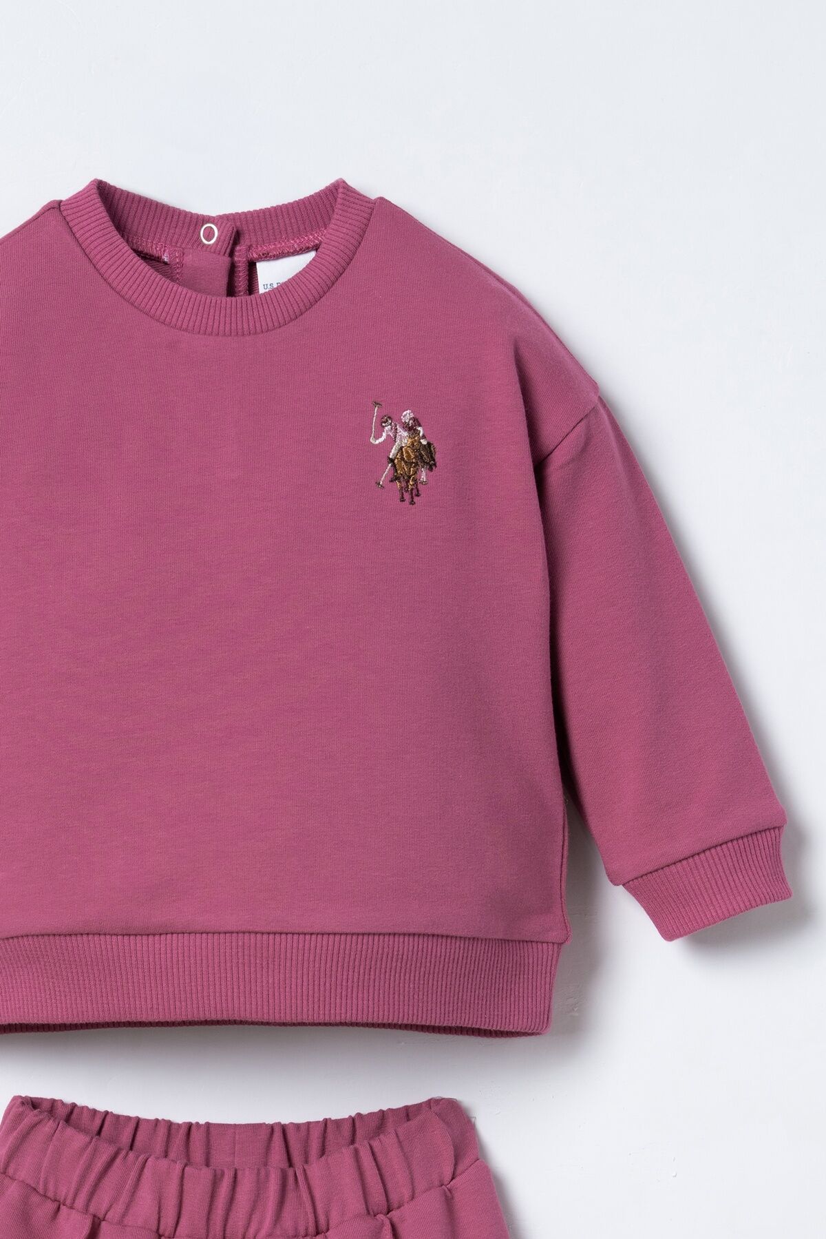 U.S POLO ASSN - U.S. Polo Assn. Nakışlı Kız Bebek Mor Uzun Kol Pijama Takım USB3245-C-V2 (1)