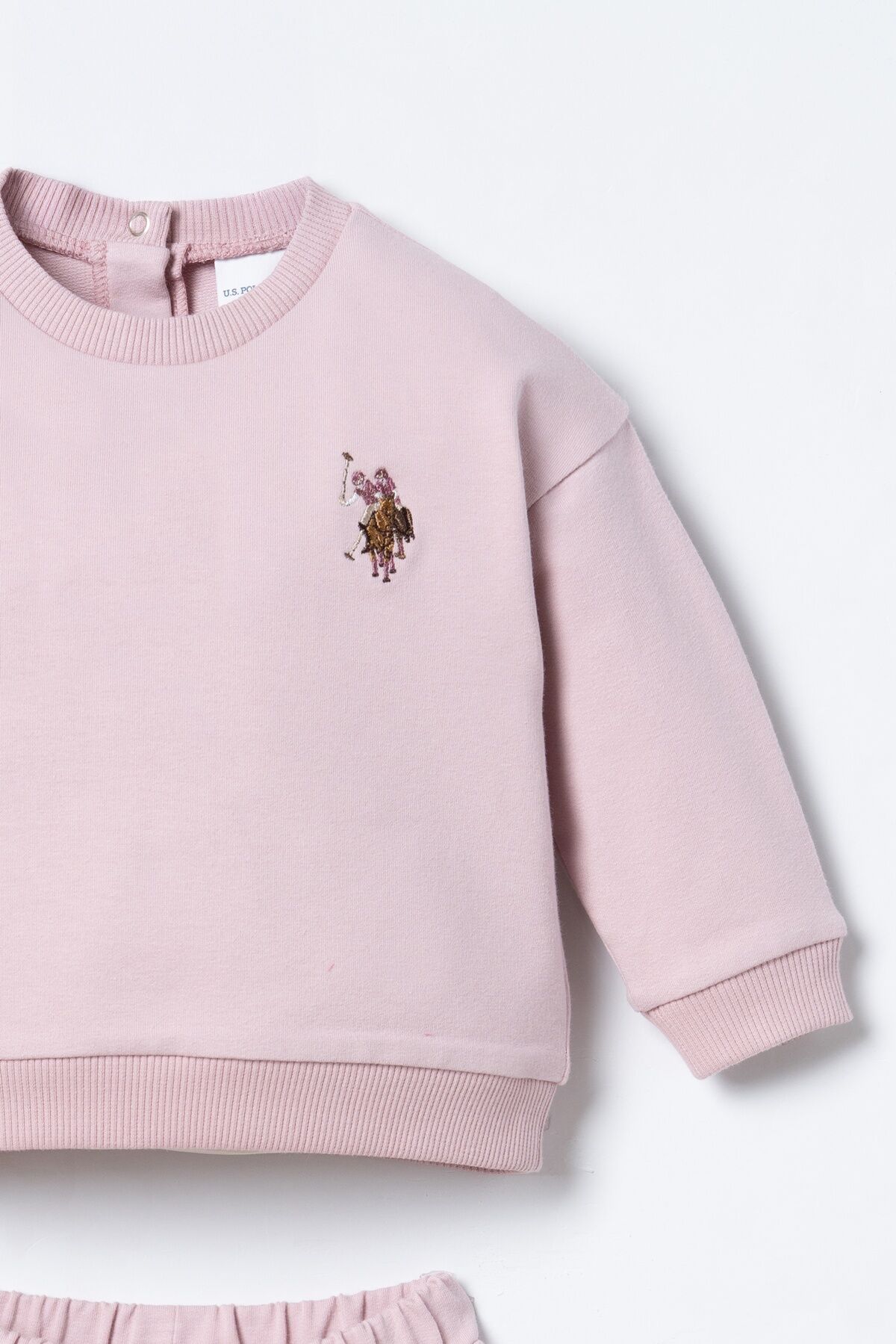 U.S POLO ASSN - U.S. Polo Assn. Nakışlı Kız Bebek Pembe Uzun Kol Pijama Takım USB3245-C-V3 (1)
