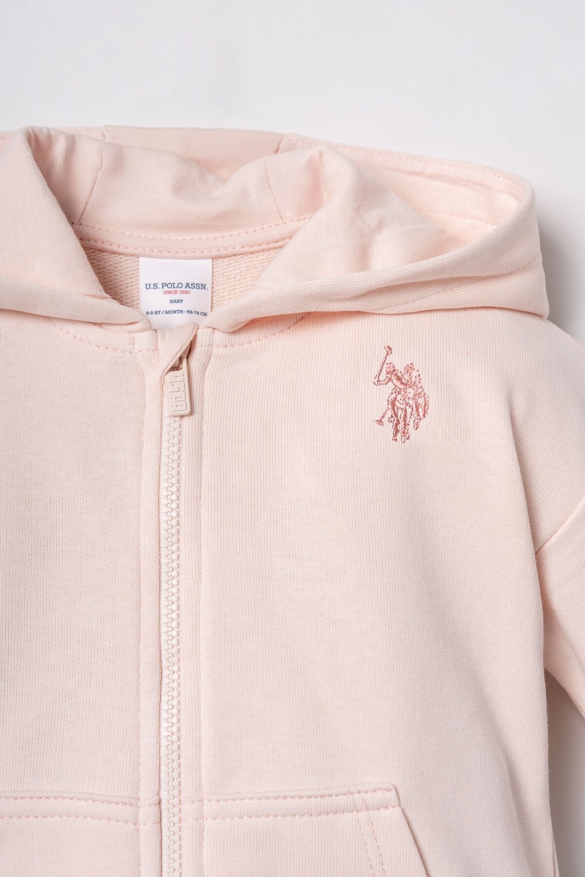 U.S POLO ASSN - U.S. Polo Assn. Nakışlı Kız Bebek Pembe Uzun Kol Pijama Takım USB3246-C-V3 (1)