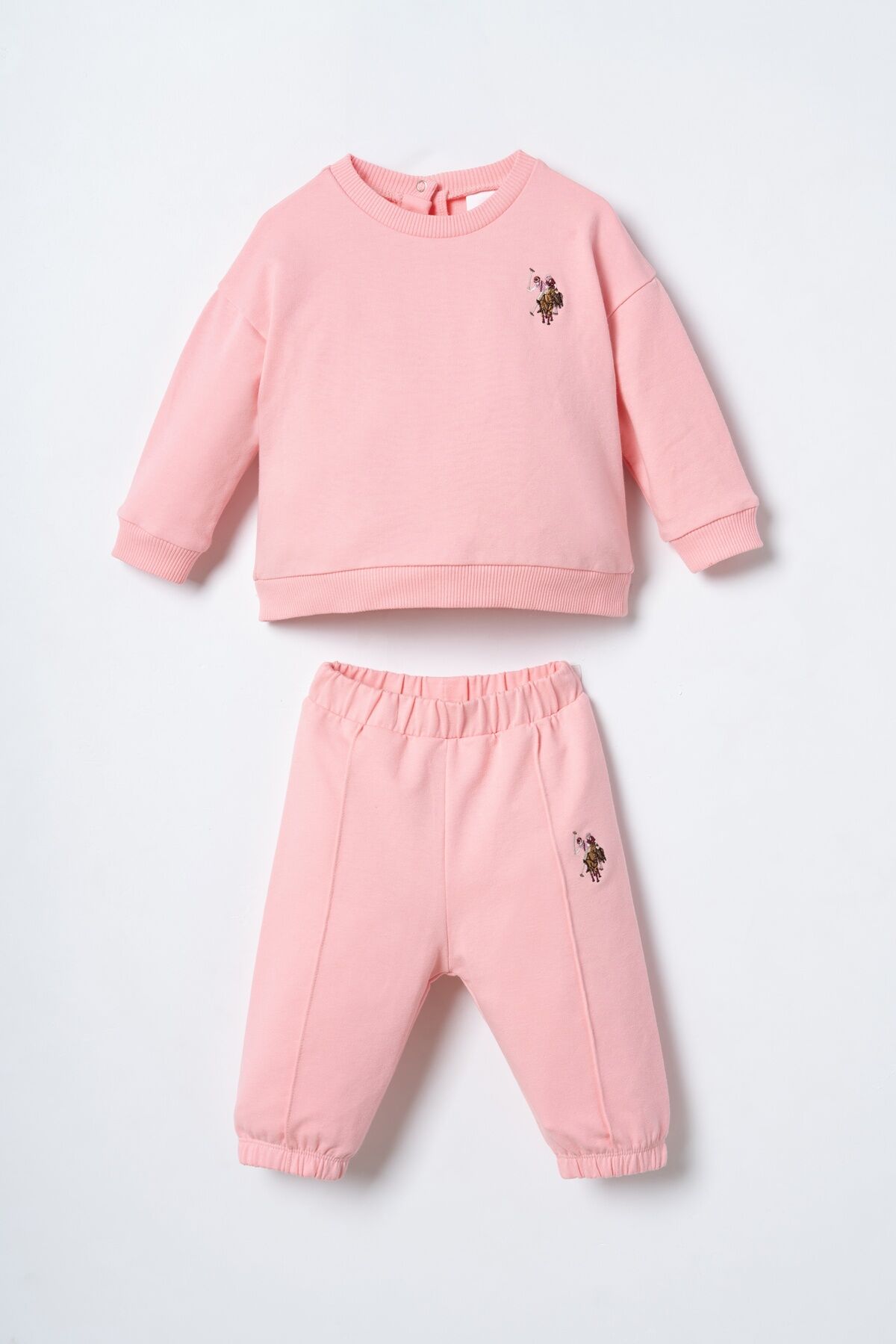 U.S POLO ASSN - U.S. Polo Assn. Nakışlı Kız Bebek Turuncu Uzun Kol Pijama Takım USB3245-C-V1