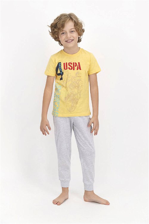 U.S. Polo Assn Soluk Sarı Genç Erkek Kısa Kol Pijama Takımı