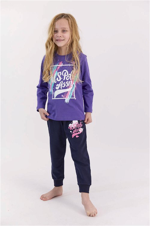 U.S. Polo Assn Violet Kız Çocuk Uzun Kol Pijama Takımı