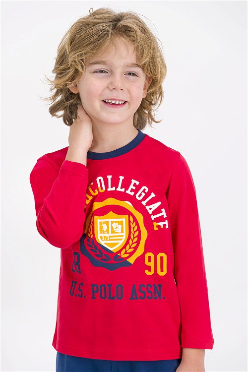 U.S. Polo Assn Lisanslı Açık Kırmızı Erkek Çocuk Pijama Takımı