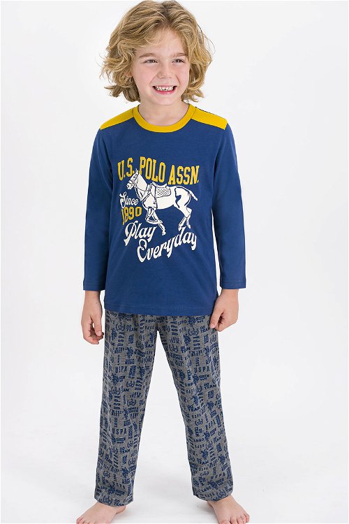 U.S. Polo Assn Lisanslı Koyu İndigo Erkek Çocuk Pijama Takımı