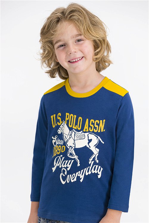U.S. Polo Assn Lisanslı Koyu İndigo Erkek Çocuk Pijama Takımı
