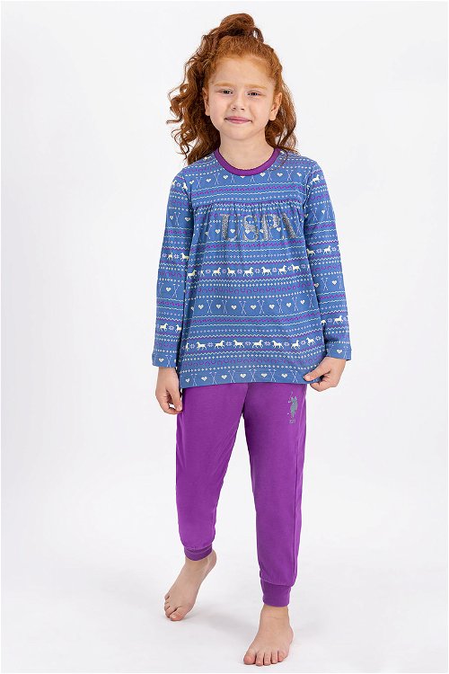 U.S. Polo Assn Lisanslı İndigo Kız Çocuk Pijama Takımı
