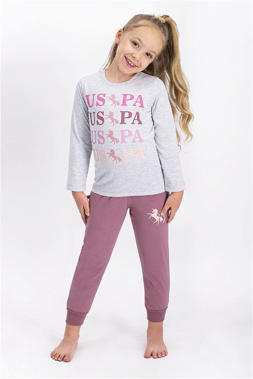 U.S. Polo Assn Lisanslı Karmelanj Kız Çocuk Pijama Takımı