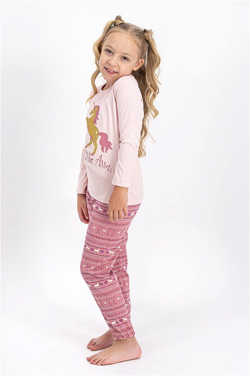 U.S. Polo Assn Lisanslı Somon Kız Çocuk Pijama Takımı