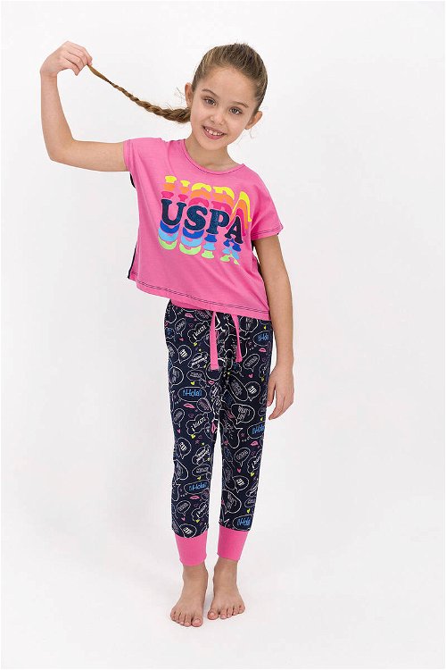 U.S. Polo Lisanslı Pembe Kız Çocuk Kısa Kol Pijama Takımı
