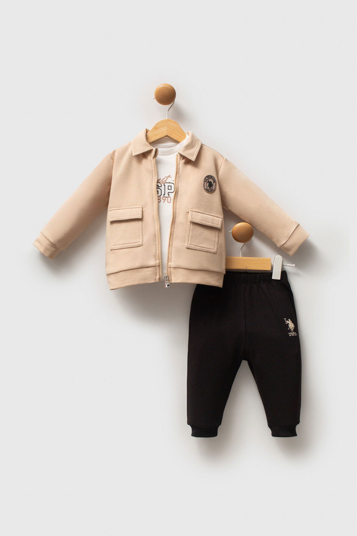 U.S. Polo Assn - U.S. Polo Assn Erkek Bebek Bej Bebek Takımları U.S. Polo Assn - U.S. Polo Assn Erkek Bebek Bej Bebek Takımları