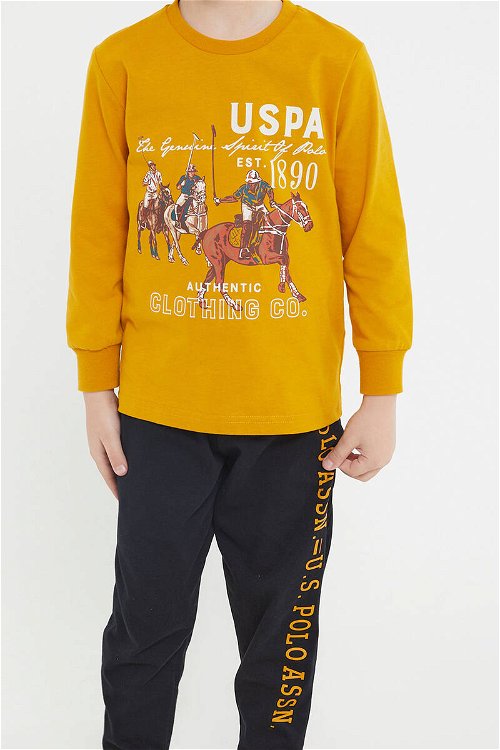 U.S.Polo Assn Lisanslı Authentic Hardal Erkek Çocuk Uzun Kol Pijama Takım