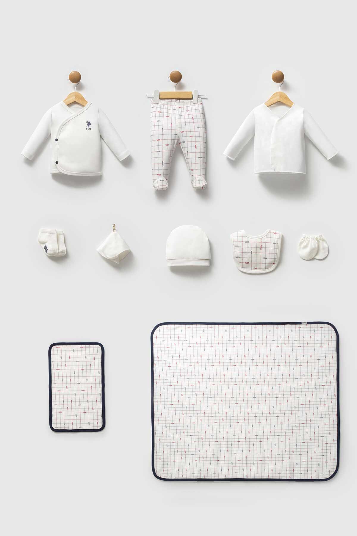 U.S. Polo Assn - U.S. Polo Assn Erkek Bebek Beyaz 10'lu Hastane Çıkışı