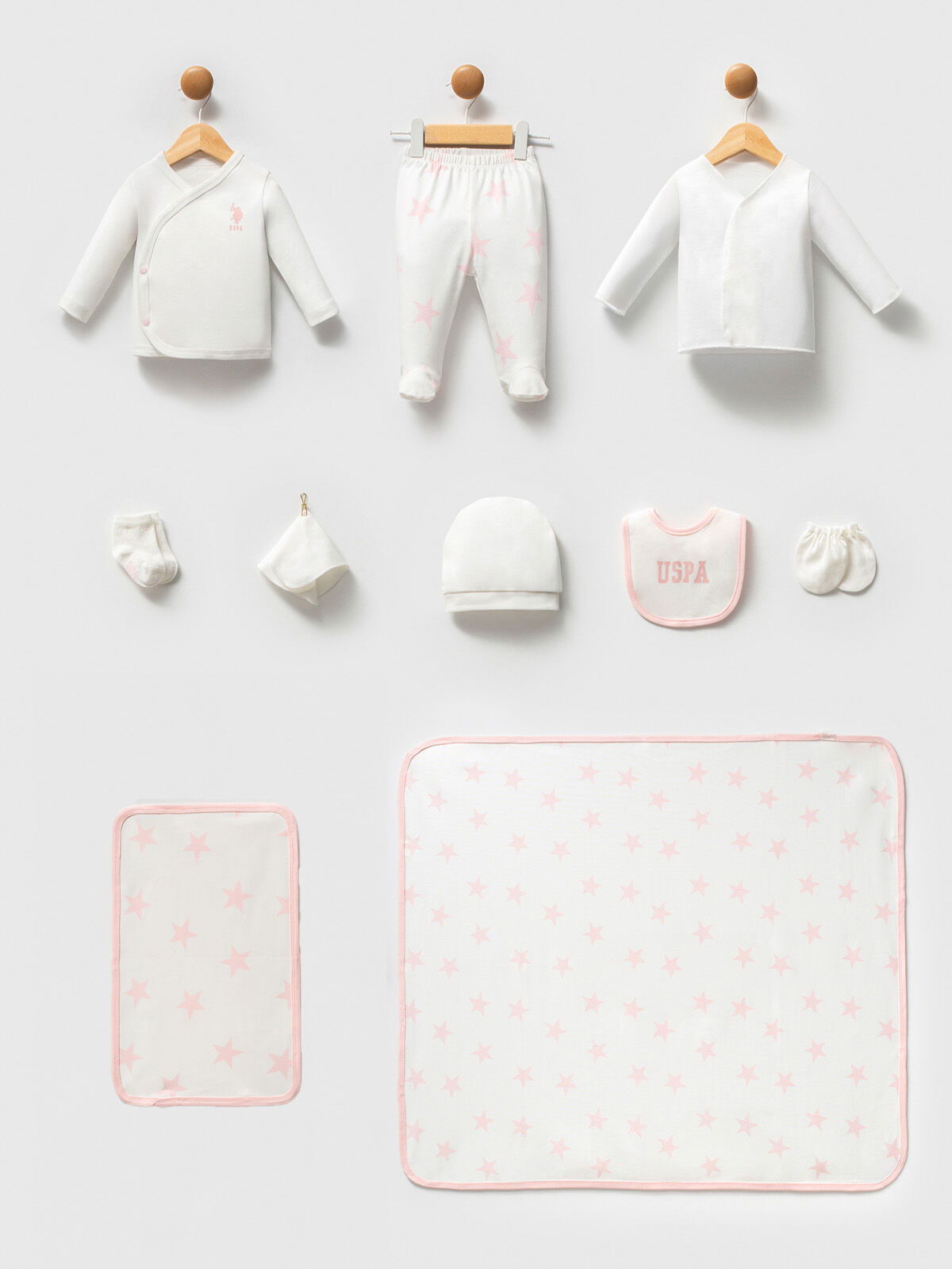 U.S. Polo Assn - U.S. Polo Assn Kız Bebek Beyaz 10'lu Hastane Çıkışı