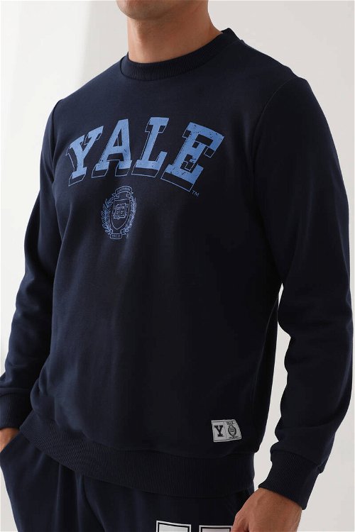 Yale Lacivert Bisiklet Yaka Erkek Sweatshirt