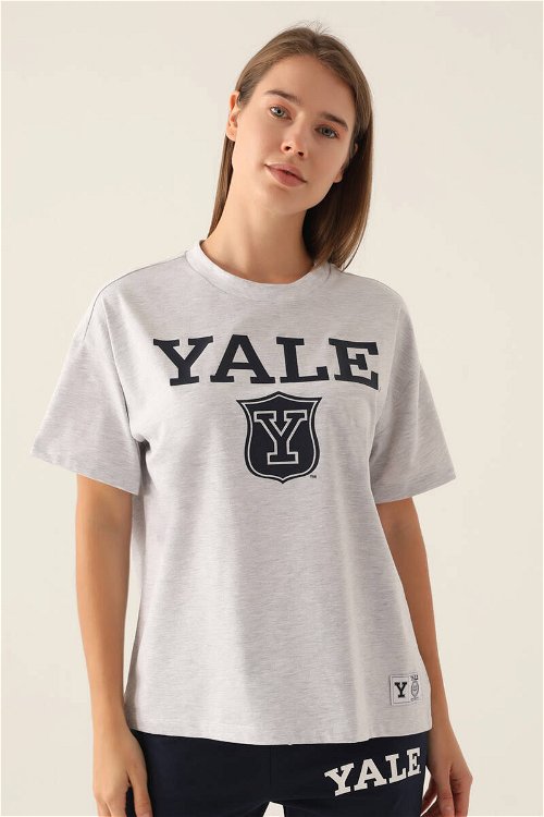 Yale Emblem Kar Melanj Kadın T-Shirt
