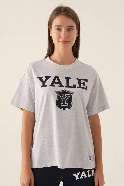 Yale Emblem Kar Melanj Kadın T-Shirt